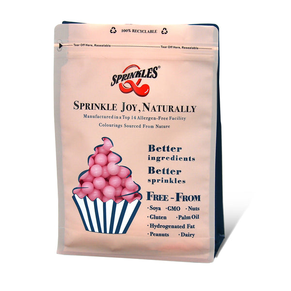 Matt Pink 8mm Pearls - Soya Free Kosher Certified Sprinkles For Cakes