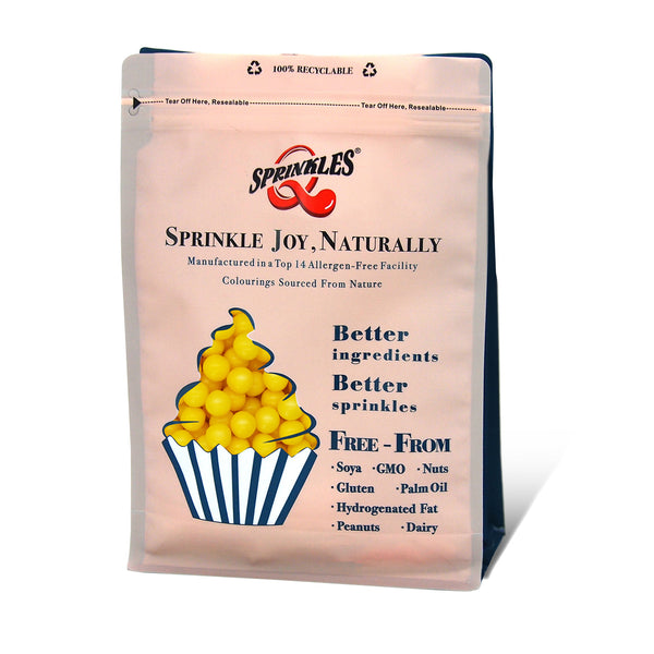 Matt Yellow 8mm Pearls - Dairy Free Nut Free Sprinkles Cake Decoration