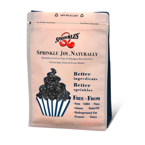 Black Confetti Sequins - No Dairy Nuts Free Sprinkles Vegan Sprinkles