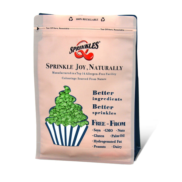 Green Confetti Sequins - Halal Certified Natural Ingredients Sprinkles