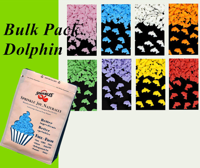 Bulk Pack Confetti Dolphin - Dairy Free Natural Ingredients Sprinkles (Top 14 Allergen Free, Plant-based, Clean Label Free From GMO, Hydrogenated Fat, Palm oil, Certified Vegan, BRC, Kosher, Halal & FDA)