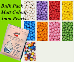 Bulk Pack 3mm Matt Pearls - Dairy Free Vegan Sprinkles Cake Decoration (Top 14 Allergen Free, Naturally Sourced Ingredients, Plant-based, Clean Label Free From GMO, Hydrogenated Fat, Palm oil, BRC, Kosher, Halal & FDA)