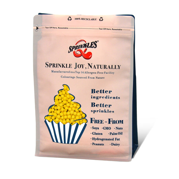 Matt Yellow 3mm Pearls - Dairy Free Halal Certified Sprinkles For Cake