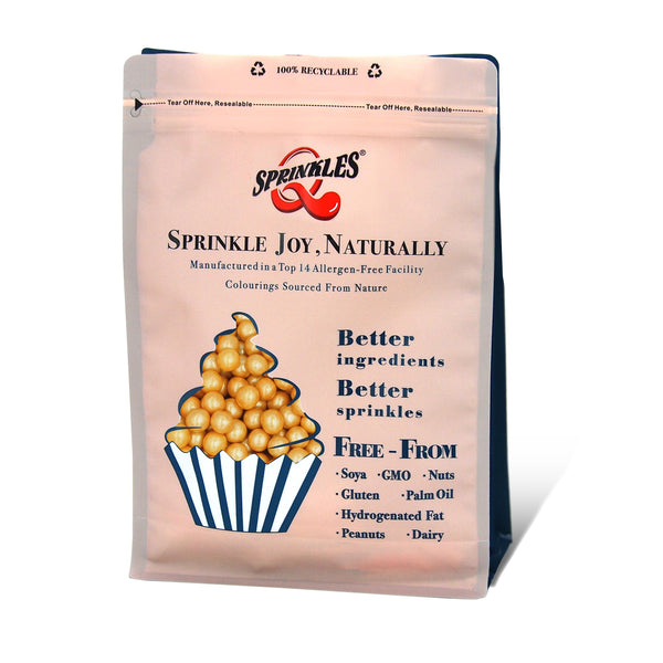 Gold 6mm Pearls - Gluten Free Nut Free Vegan Sprinkles Cake Decoration