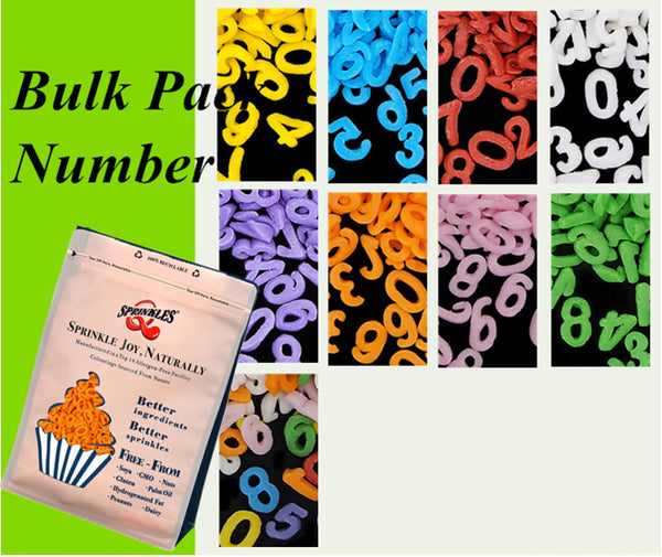 Bulk Pack Confetti Number - No Gluten Clean Label Sprinkles Cake Decor