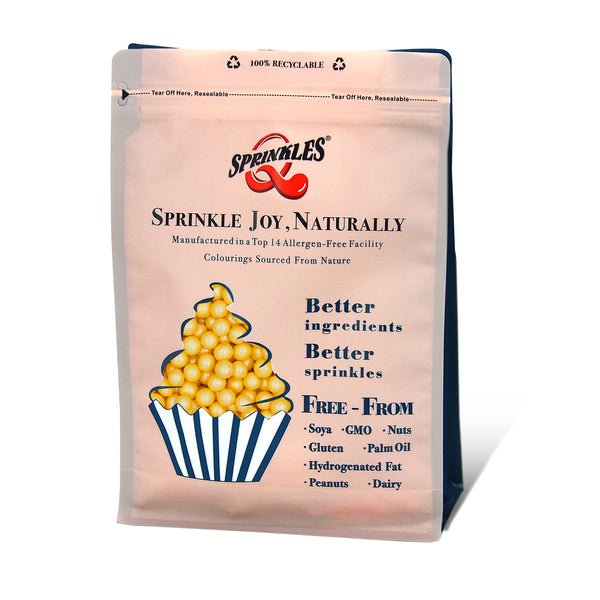 Shimmer Yellow 6mm Pearls - Soya Free Clean Label Sprinkles Cake Decor