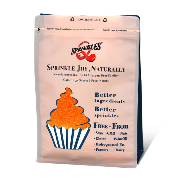 Orange Sugar Crystals - No Dairy No Soya Natural Ingredients Sprinkles