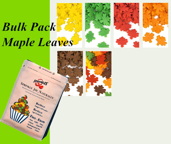 Bulk Pack Confetti Maple Leaves- Nuts Free Halal Sprinkles Cake Decor