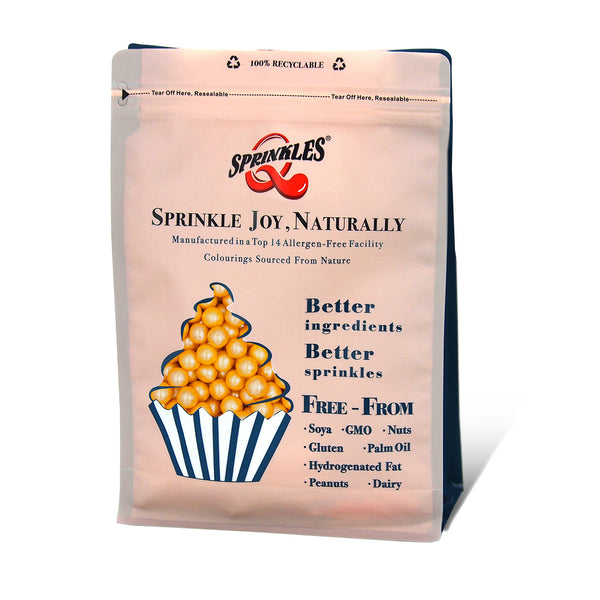 Gold 8mm Pearls - Soy Free Clean Label Vegan Sprinkles Cake Decoration