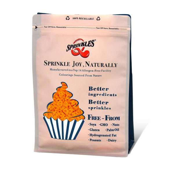 Orange Confetti Alphabets - Soya Free Nuts Free Clean Lable Sprinkles
