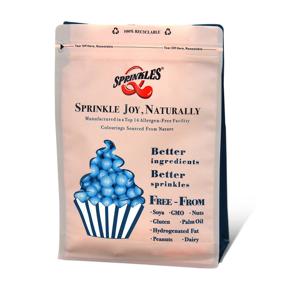 Shimmer Blue 8mm Pearls - Nut Free Dairy Free Vegan Sprinkles For Cake