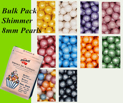 Bulk Pack 8mm Shimmer Pearls - Clean Label Sprinkles Cake Decoration (Top 14 Allergen Free, Naturally Sourced Ingredients, Plant-based, Free From GMO, Hydrogenated Fat, Palm oil, Certified Vegan, BRC, Kosher, Halal & FDA)