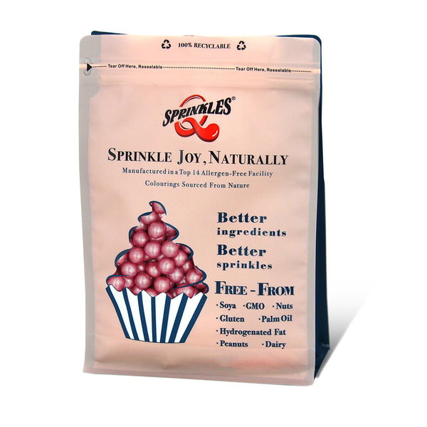 Shimmer Red 8mm Pearls - Gluten Free Nut Free Vegan Sprinkles For Cake
