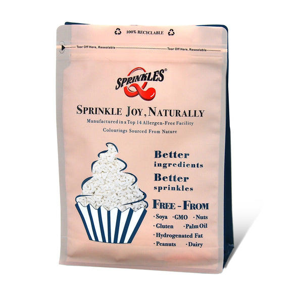 White Confetti Alphabets -No Soy Kosher Certified Sprinkles Cake Décor