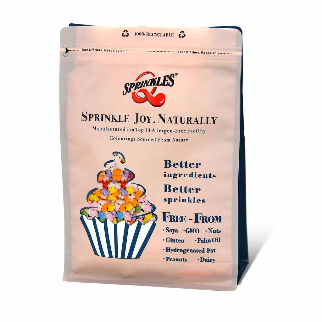 Bulk Pack Confetti Flower - Soy Free Nut Free Halal Sprinkles For Cake (Top 14 Allergen Free, Naturally Sourced Ingredients, Plant-based, Clean Label Free From GMO, Hydrogenated Fat, Palm oil, Certified Vegan, BRC, Kosher & FDA)