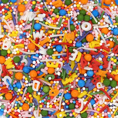 Children Party - Non Dairy Natural Ingredient Sprinkles Mix Cake Decor (Top 14 Allergen Free, Plant-based, Clean Label Free From GMO, Hydrogenated Fat, Palm oil, Certified Vegan, BRC, Kosher, Halal & FDA)