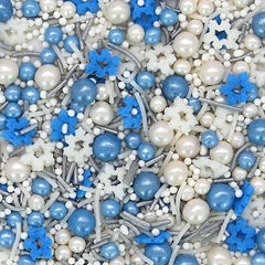 Snowy Wonder - Nuts Free Palm Oil Free Sprinkles Mix Cake Decor (Top 14 Allergen Free, Naturally Sourced Ingredients, Plant-based, Clean Label Free From GMO, Hydrogenated Fat, Certified Vegan, BRC, Kosher, Halal & FDA)