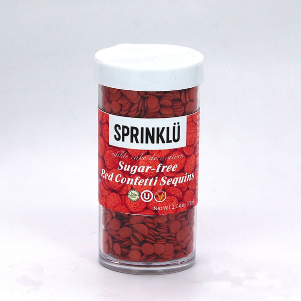 SPRINKLÜ Sugar Free Red Confetti Sequins - Soya Free Sprinkles Cake Decoration