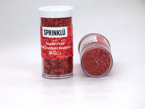 SPRINKLÜ Sugar Free Red Confetti Sequins - Soya Free Sprinkles Cake Decoration