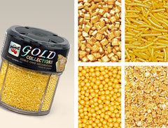 Gold Collection - Non GMOs Halal Certified Sprinkles 4 Cells Shaker (Top 14 Allergen Free, Naturally Sourced Ingredients, Plant-based, Clean Label, Hydrogenated Fat, Palm oil, Vegan, BRC, Kosher & FDA)