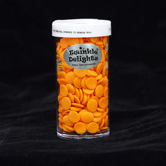 Orange Confetti 10MM Big Sequins - Halal Natural Ingredients Sprinkles (Top 14 Allergen Free, Plant-based, Clean Label Free From GMO, Hydrogenated Fat, Palm oil, Certified Vegan, BRC, Kosher, Halal & FDA)