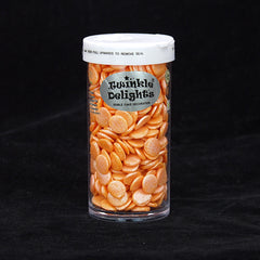 Shimmer Orange Confetti 10MM Big Sequins -No Gluten Sprinkles For Cake (Top 14 Allergen Free, Naturally Sourced Ingredients, Plant-based, Clean Label Free From GMO, Hydrogenated Fat, Palm oil, Certified Vegan, BRC, Kosher, Halal & FDA)