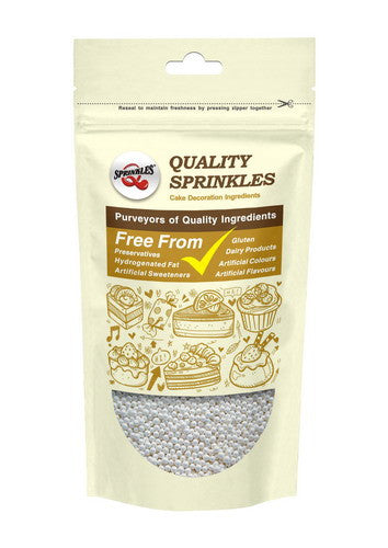 Shimmer White Nonpareils -Natural Ingredient Sprinkles Cake Decoration
