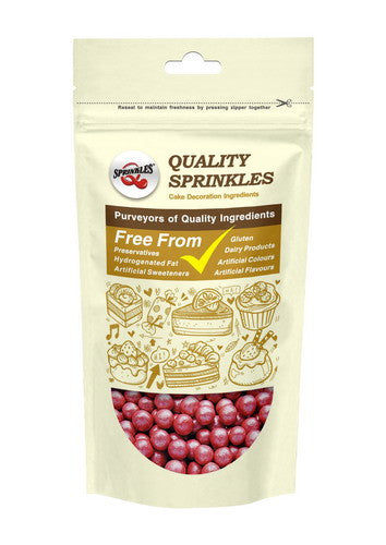 Shimmer Red 8mm Pearls - Gluten Free Nut Free Vegan Sprinkles For Cake
