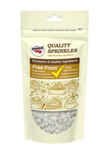 White Confetti Sequins - No Gluten No Soya Kosher Certified Sprinkles