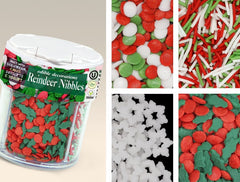 Reindeer Nibbles -Gluten Free Kosher Certified Sprinkles 4 in 1 shaker (Top 14 Allergen Free, Naturally Sourced Ingredients, Plant-based, Clean Label Free From GMO, Hydrogenated Fat, Palm oil, Vegan, BRC, Halal & FDA)