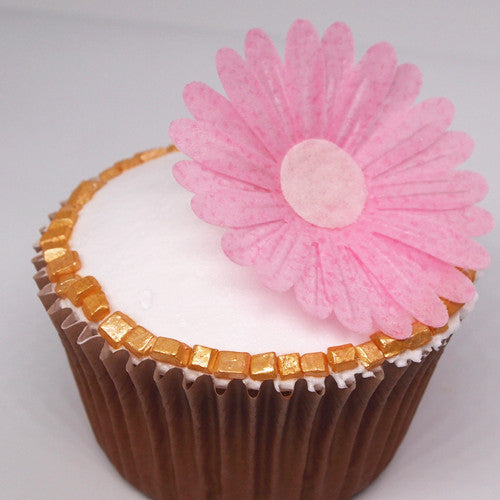 3D Edible Wafer White & Pink Double Daisy - Nuts Free Cake Decoration