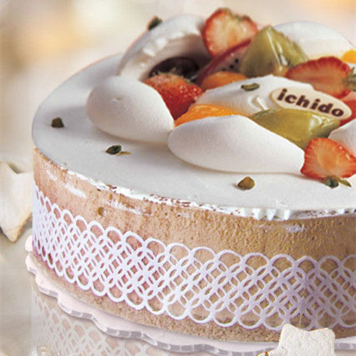Edible Light Pink Wafer Paper Lace Ribbon - Soya Free Cake Decoration