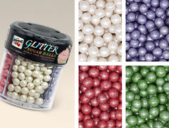 Glitter Sugar Balls - No Nuts Non-Gmos Halal Certified Cake Decoration (Top 14 Allergen Free, Naturally Sourced Ingredients, Plant-based, Clean Label, Hydrogenated Fat, Palm oil, Vegan, BRC, Kosher & FDA)