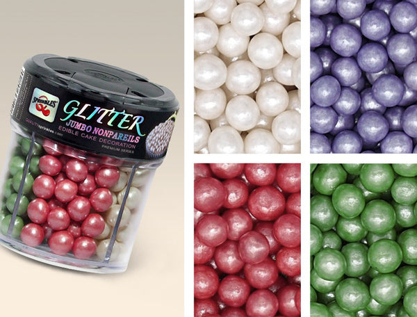 Glitter Jumbo Nonpareils - No Dairy Vegan 4in1 shaker Pearls Sprinkles
