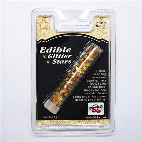 Gold Glitter Stars - Dairy Free Clean Label Vegan Edible Decoration