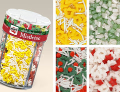 Mistletoe - No Nut Natural Ingredient Sprinkles 4 in 1 shaker For Cake (Top 14 Allergen Free, Plant-based, Clean Label Free From GMO, Hydrogenated Fat, Palm oil, Certified Vegan, BRC, Kosher, Halal & FDA)