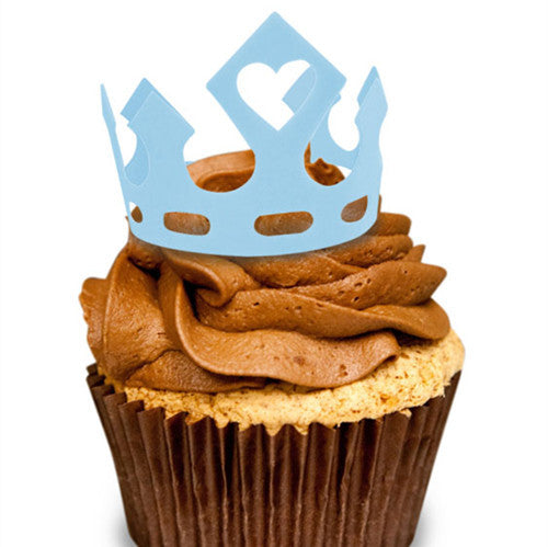 3D DIY Edible Wafer  Blue Crown - Non GMO Nuts Free Cake Decoration