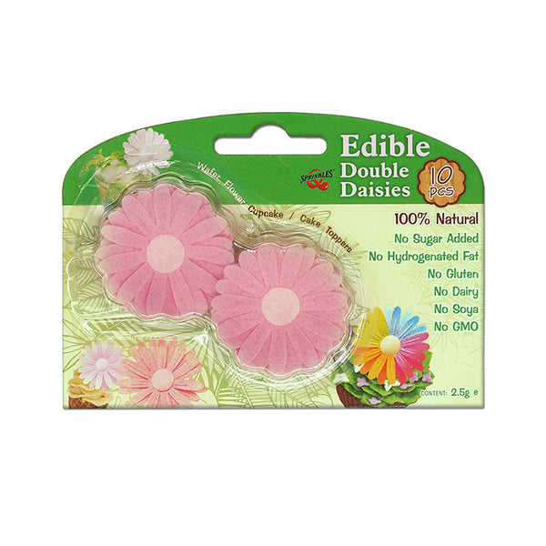 3D Edible Wafer Paper Pink Double Daisy - No Dairy No Nut Cake Decor