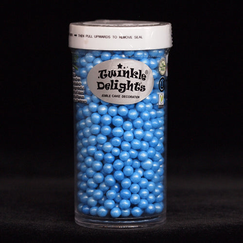 Shimmer Blue 4mm Pearls - Gluten Free Clean Label Sprinkles For Cakes
