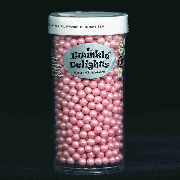 Shimmer Pink 4mm Pearls - Nuts Free Halal Sprinkles Cake Decorating