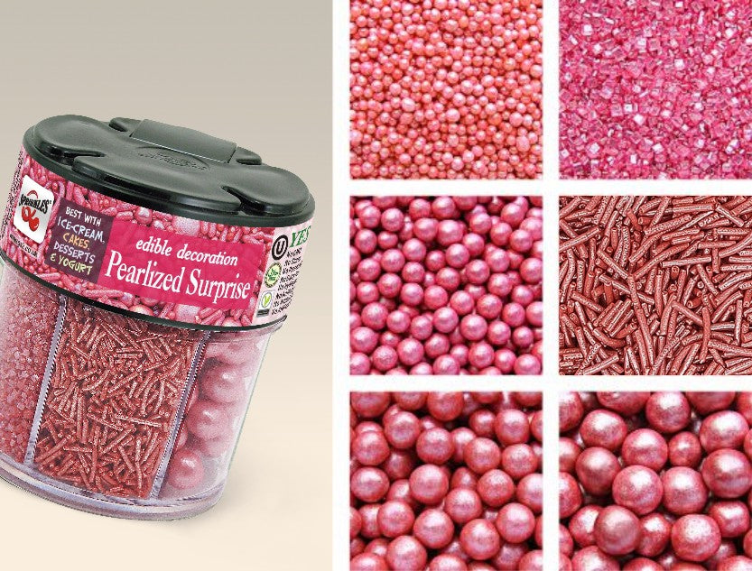 Pearlized Red 6 in 1 shaker - Soya Free Halal Certified Sprinkles