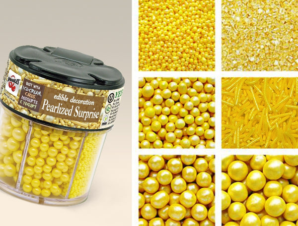 Pearlized Yellow 6 in 1 shaker - No Dairy Natural Ingredient Sprinkles