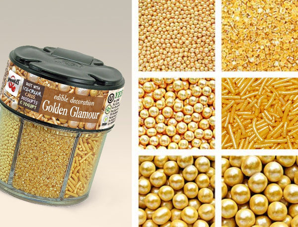 Golden Glamour - Soya Free Halal Certified Sprinkles 6 in 1 shaker