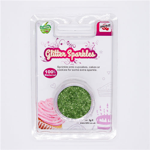 Apple Green Glitter Sparkles - No Nut Non GMO Halal Edible Decoration