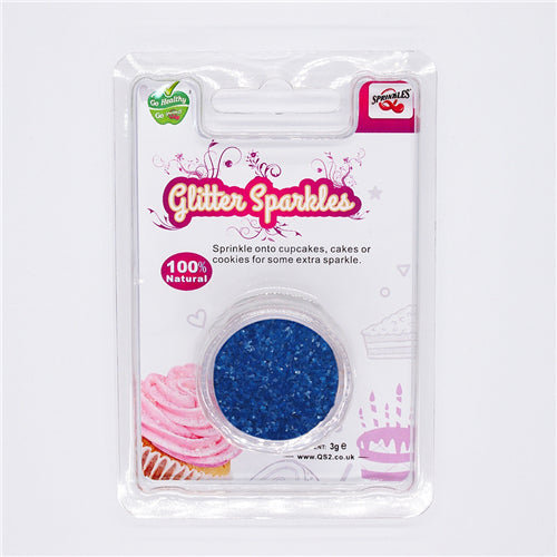 Sapphire Blue Glitter Sparkles - Dairy Free Soy Free Edible Decoration