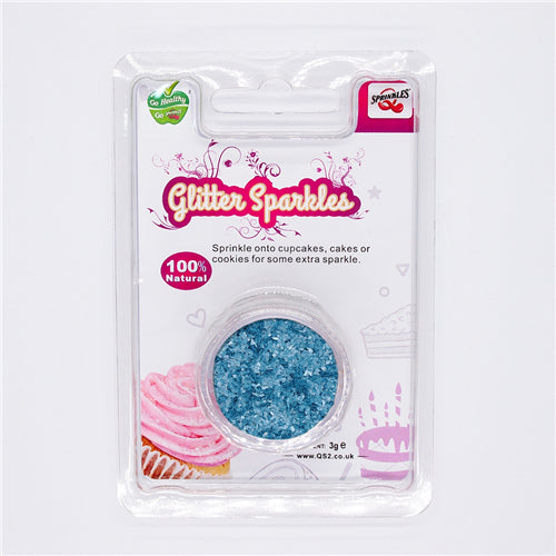 Turquoise Glitter Sparkles - Natural Ingredients Edible Decoration
