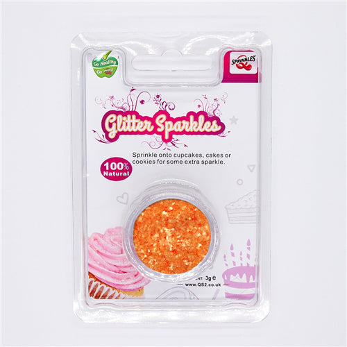 Orange Glitter Sparkles - No Dairy Clean Label Vegan Edible Decoration