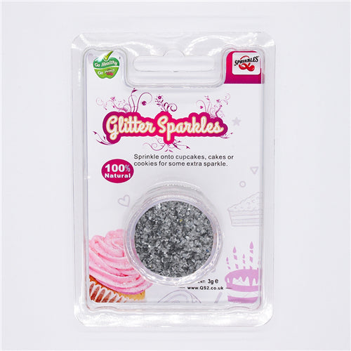 Silver Glitter Sparkles - Non Gluten Halal Certified Edible Decoration