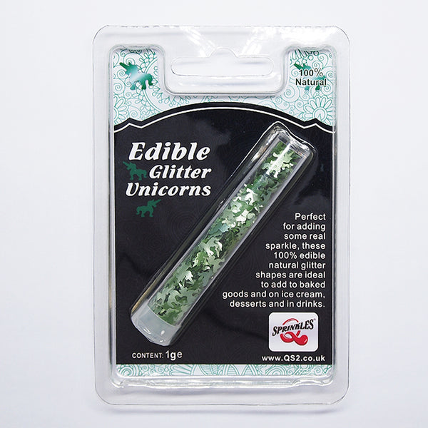 Green Glitter Unicorns - No Dairy Natural Ingredient Edible Decoration