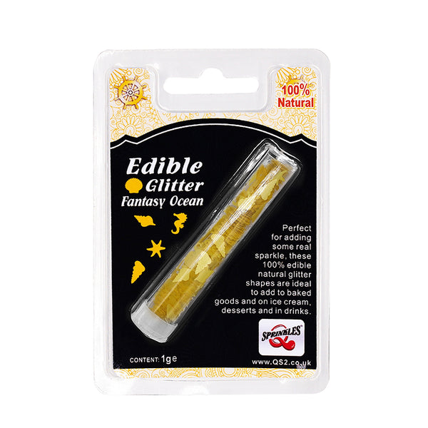 Yellow Glitter Fantasy Ocean - Non GMO Sugar Free Edible Decoration